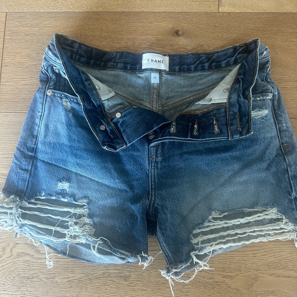 FRAME Mid Length Jean Shorts